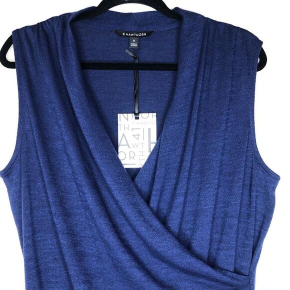 NEW 41Hawthorn Benny Navy Knit Sleeveless Wrap Top Size XL Career, Casual, Date - Picture 4 of 11